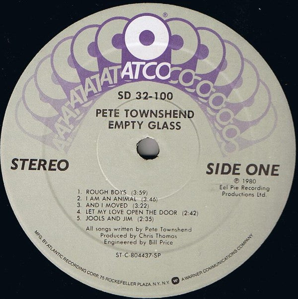 Pete Townshend : Empty Glass (LP, Album, SP )