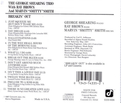 The George Shearing Trio* With Ray Brown And Marvin "Smitty" Smith : Breakin' Out (CD, Album)