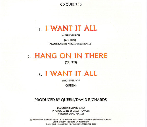 Queen : I Want It All (CD, Single)