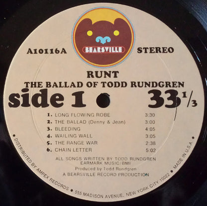 Runt.* : The Ballad Of Todd Rundgren (LP, Album, Mon)