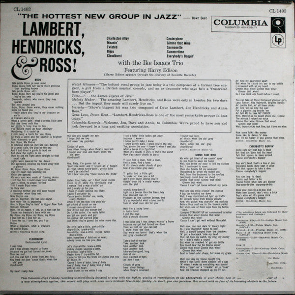 Lambert, Hendricks, & Ross!* : The Hottest New Group In Jazz (LP, Album, Mono)