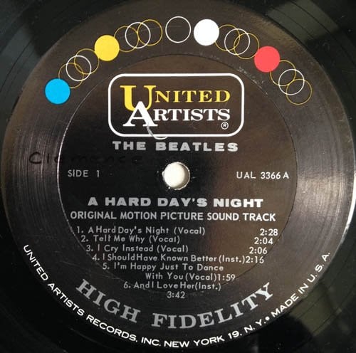 The Beatles : A Hard Day's Night (Original Motion Picture Sound Track) (LP, Album, Mono)