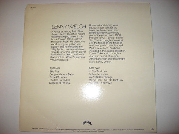 Lenny Welch : Since I Fell For You (LP, Album)