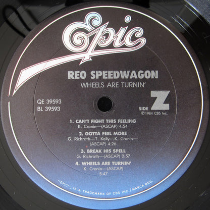 REO Speedwagon : Wheels Are Turnin' (LP, Album, Pit)