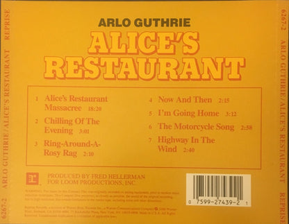Arlo Guthrie : Alice's Restaurant (CD, Album, RE, RM, RP, Cin)