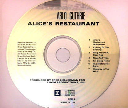 Arlo Guthrie : Alice's Restaurant (CD, Album, RE, RM, RP, Cin)