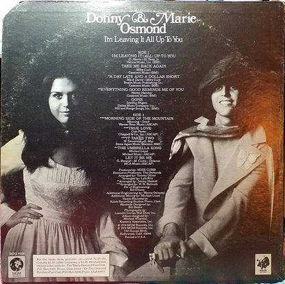 Donny & Marie Osmond : I'm Leaving It All Up To You (LP, Album)
