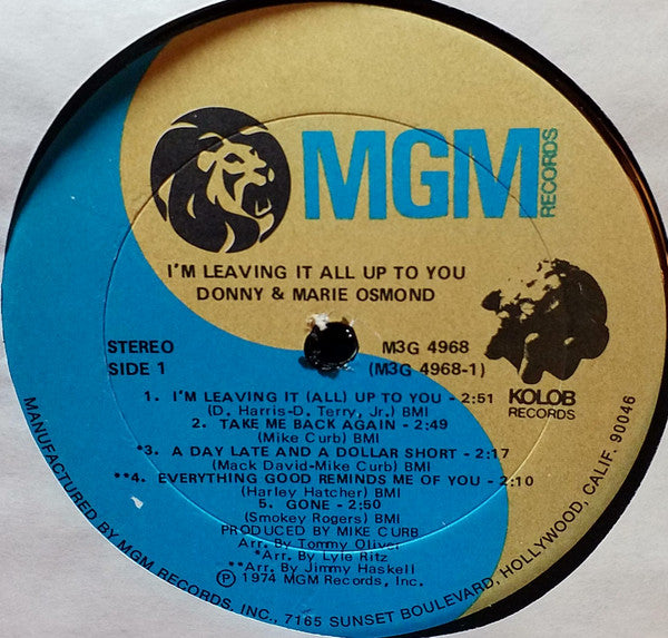 Donny & Marie Osmond : I'm Leaving It All Up To You (LP, Album)