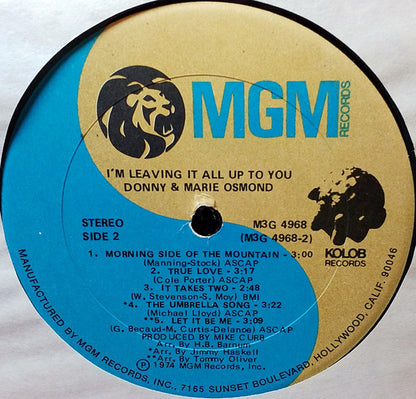 Donny & Marie Osmond : I'm Leaving It All Up To You (LP, Album)