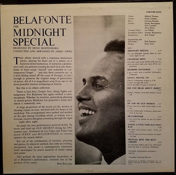 Harry Belafonte : The Midnight Special (LP, Album, Mono, Ind)