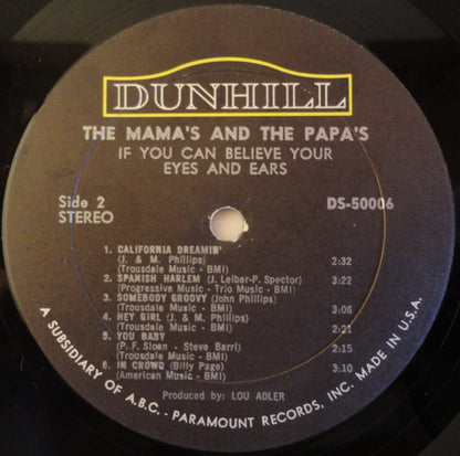 The Mama's And The Papa's* : If You Can Believe Your Eyes And Ears (LP, Album, RP)