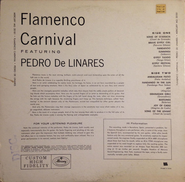 Pedro De Linares : Flamenco Carnival (LP)