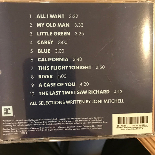 Joni Mitchell : Blue (CD, Album, Club, RE, WEA)