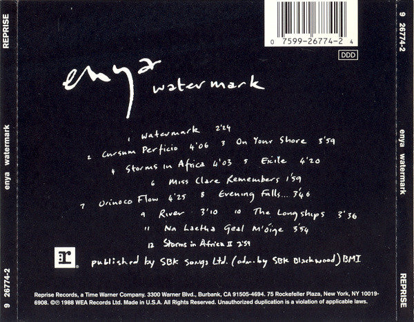 Enya : Watermark (CD, Album, RE)
