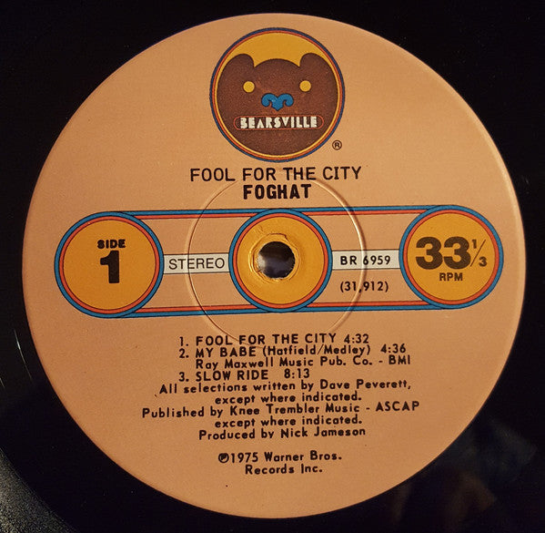 Foghat : Fool For The City (LP, Album, Win)