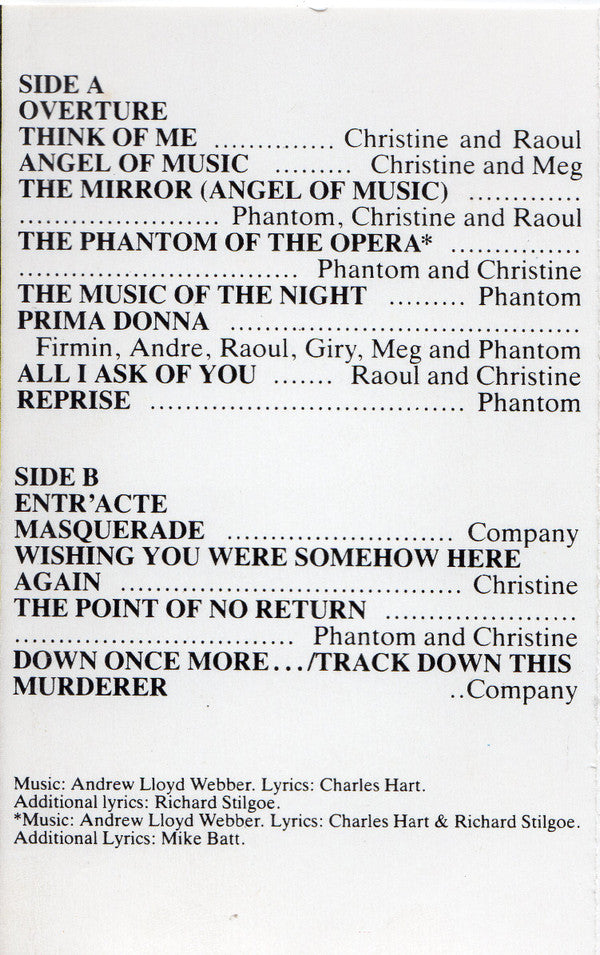 The Original Cast* Starring Michael Crawford, Sarah Brightman, Steve Barton : Highlights From The Phantom Of The Opera (The Original Cast Recording) (Cass, Album, 35)