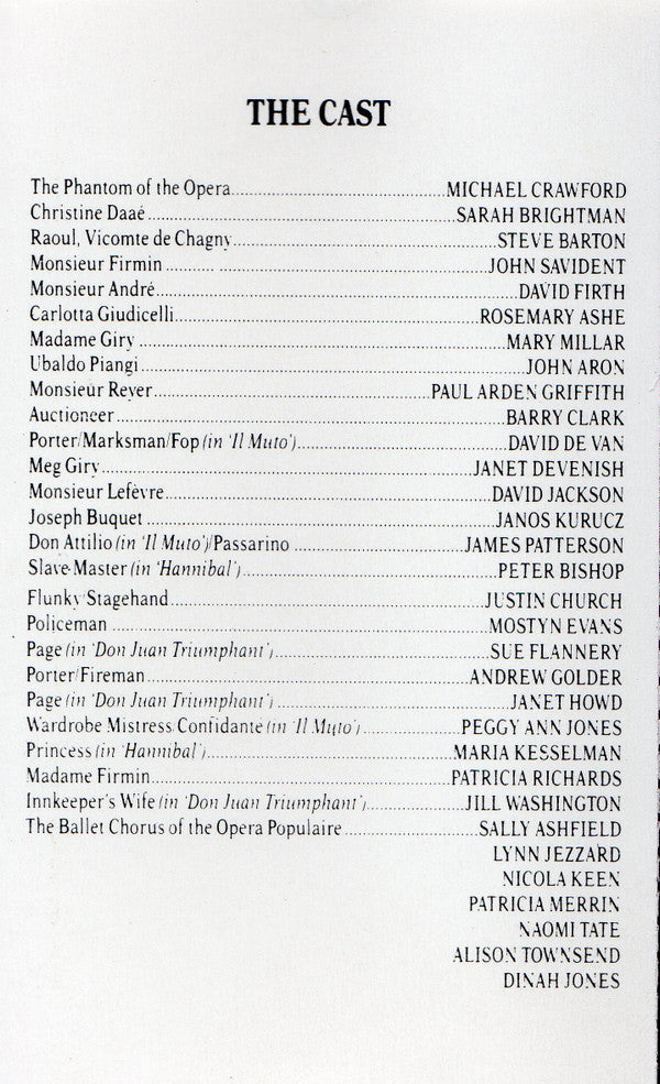 The Original Cast* Starring Michael Crawford, Sarah Brightman, Steve Barton : Highlights From The Phantom Of The Opera (The Original Cast Recording) (Cass, Album, 35)