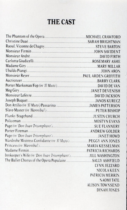The Original Cast* Starring Michael Crawford, Sarah Brightman, Steve Barton : Highlights From The Phantom Of The Opera (The Original Cast Recording) (Cass, Album, 35)