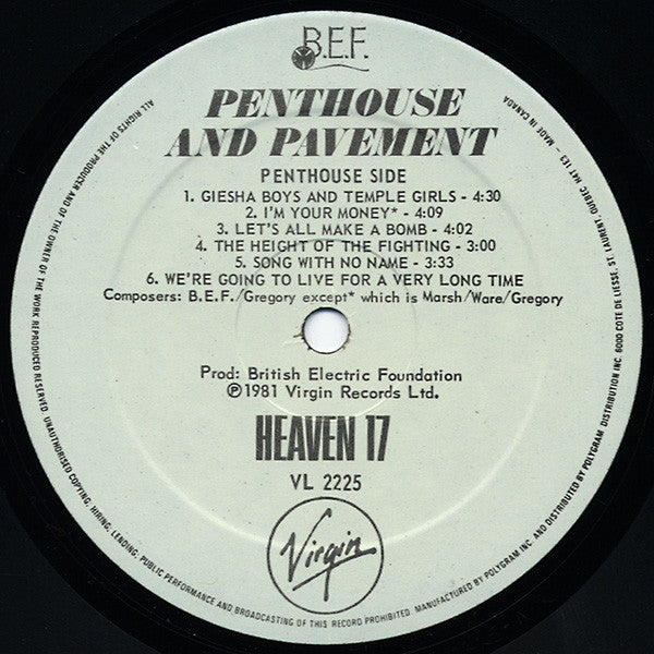 Heaven 17 : Penthouse And Pavement (LP, Album)
