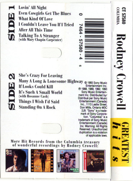 Rodney Crowell : Greatest Hits (Cass, Comp, Dol)