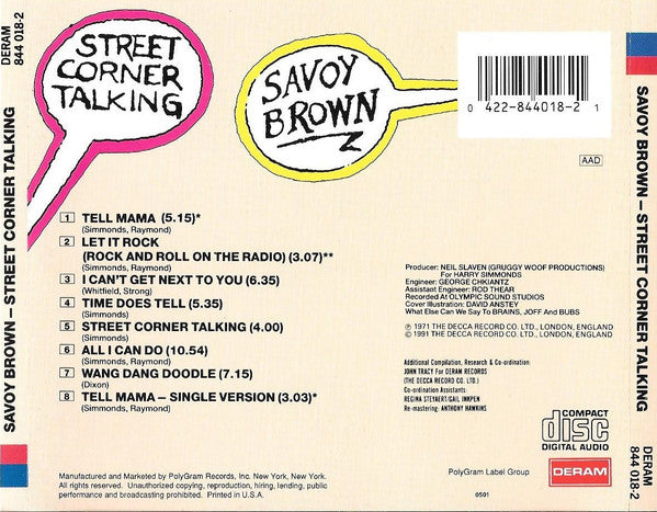 Savoy Brown : Street Corner Talking (CD, Album, RE)