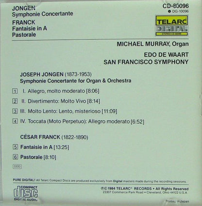 Jongen* / Franck*, Michael Murray (4), San Francisco Symphony, Edo de Waart : Symphonie Concertante / Fantasie / Pastorale (CD, Album)