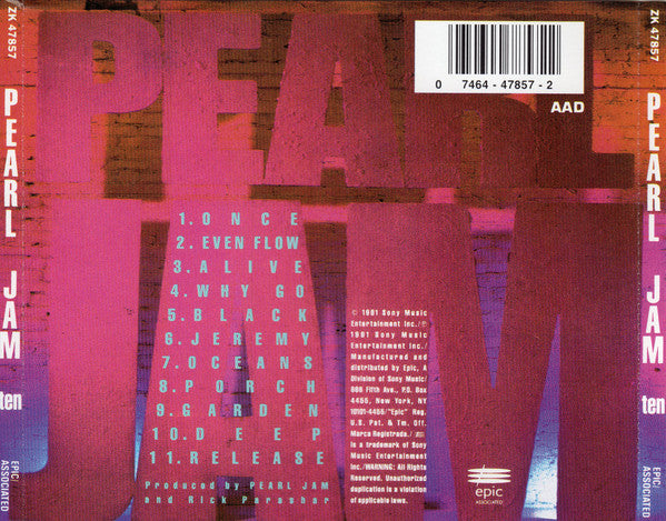 Pearl Jam : Ten (CD, Album, RE)