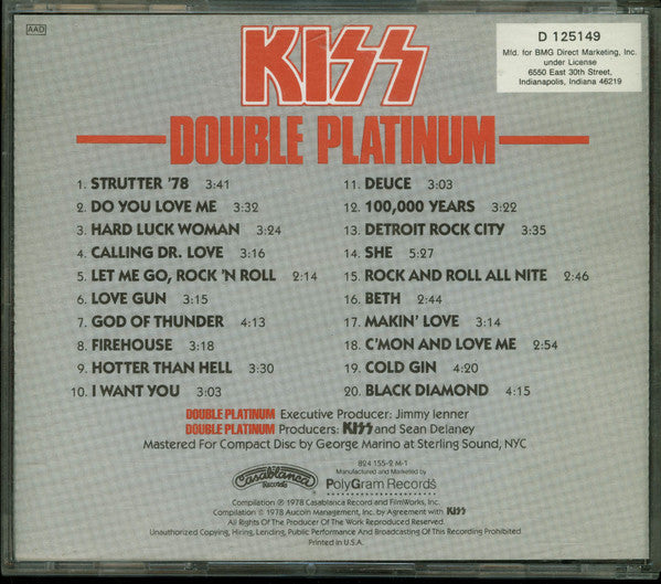 Kiss : Double Platinum (CD, Comp, Club, RE)