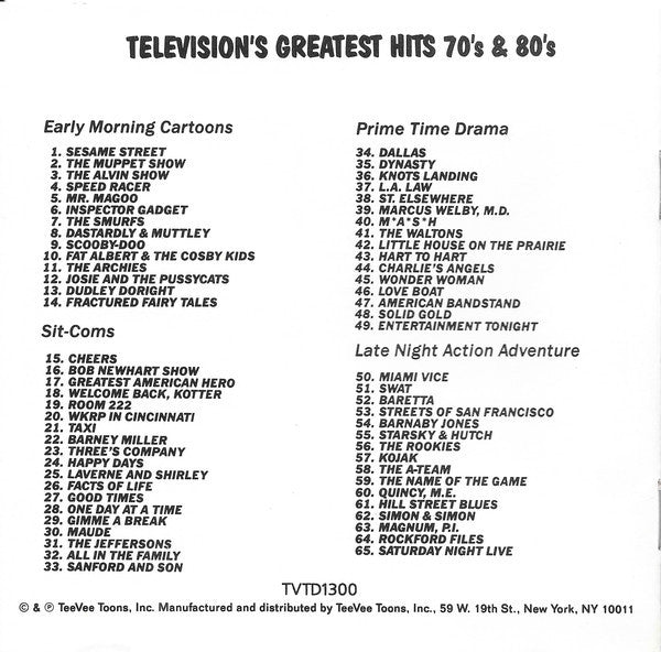Various : Television's Greatest Hits 70's & 80's (CD, Comp, Club)