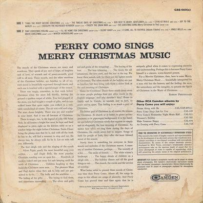 Perry Como : Perry Como Sings Merry Christmas Music (LP, Album, RE)