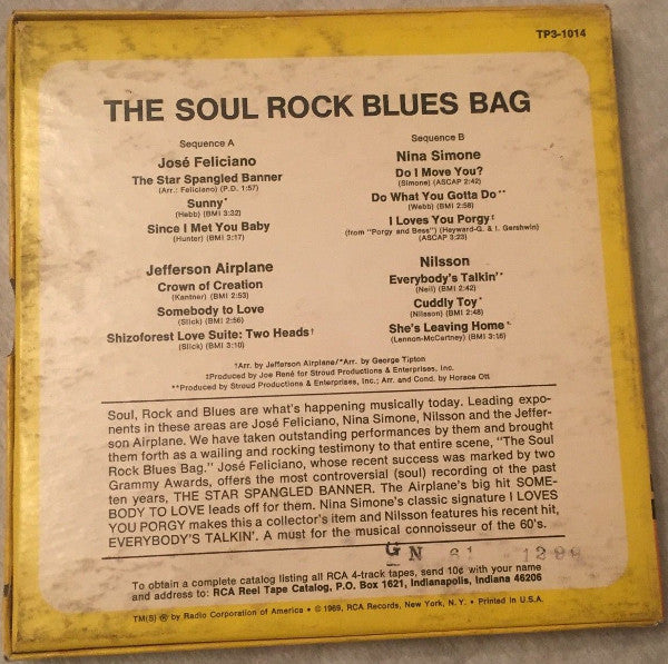 José Feliciano, Jefferson Airplane, Nina Simone, Harry Nilsson : Soul Rock Blues Bag  (Reel, 4tr Stereo, 7" Reel, Comp)