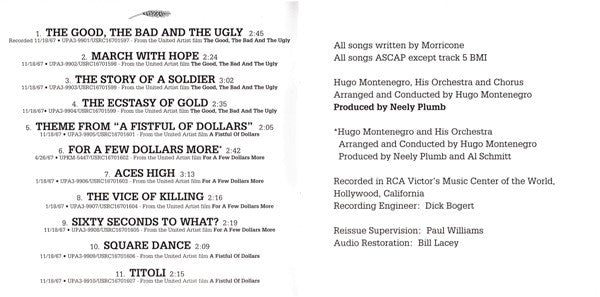 Hugo Montenegro And His Orchestra : Music From "The Good, The Bad And The Ugly" & "A Fistful Of Dollars" & "For A Few Dollars More" (CD, RE, RM)