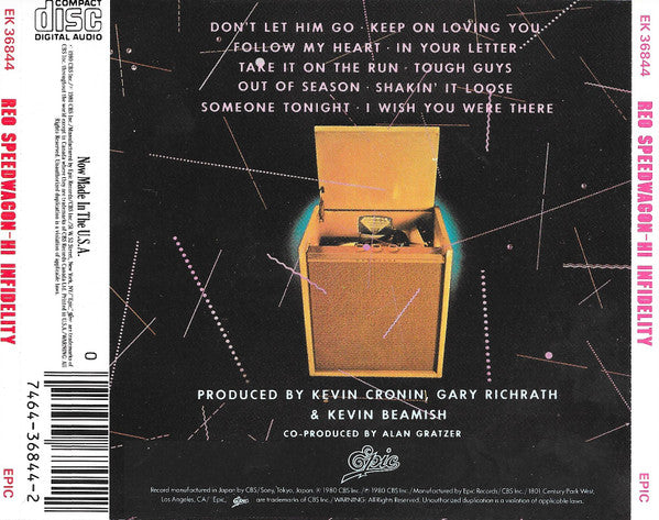 REO Speedwagon : Hi Infidelity (CD, Album, RE, Pit)