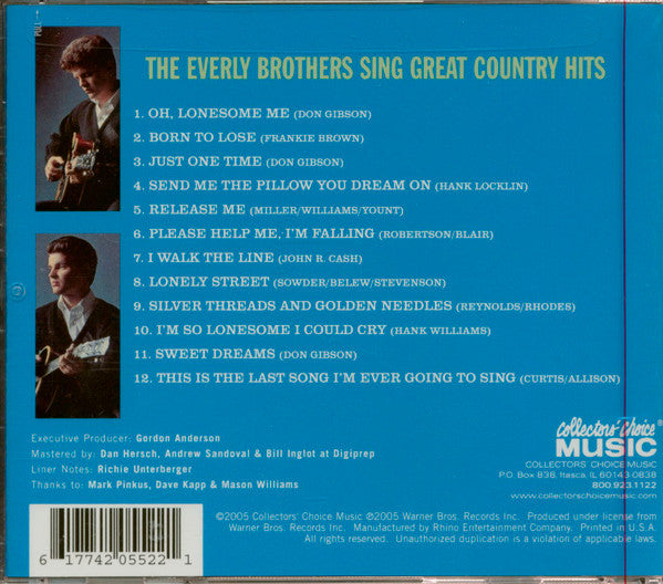 The Everly Brothers* : The Everly Brothers Sing Great Country Hits (CD, RE, RM)