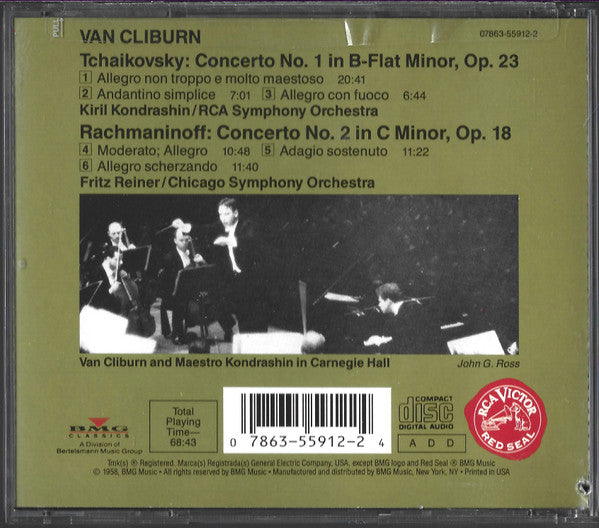 Van Cliburn, Tchaikovsky* - Kondrashin* / RCA Symphony* / Rachmaninov* - Reiner* / Chicago Symphony* : Concerto No. 1 / Concerto No. 2 (CD, Comp, RE, RM)