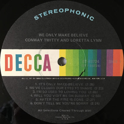 Loretta Lynn & Conway Twitty* : We Only Make Believe (LP, Album, Club)