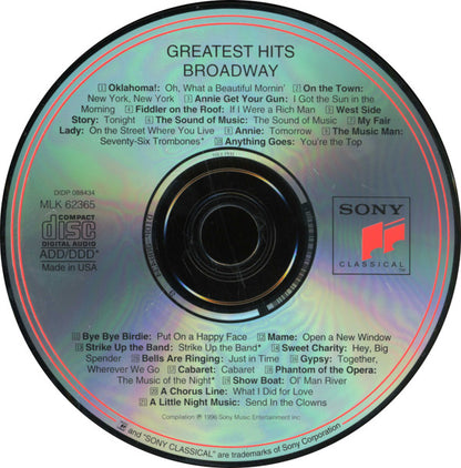 Various : Greatest Hits Broadway (CD, Comp)