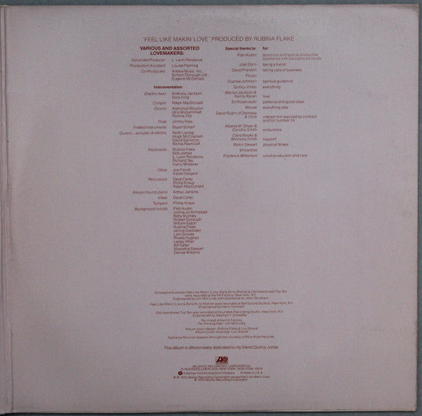 Roberta Flack : Feel Like Makin' Love (LP, Album, PR-)