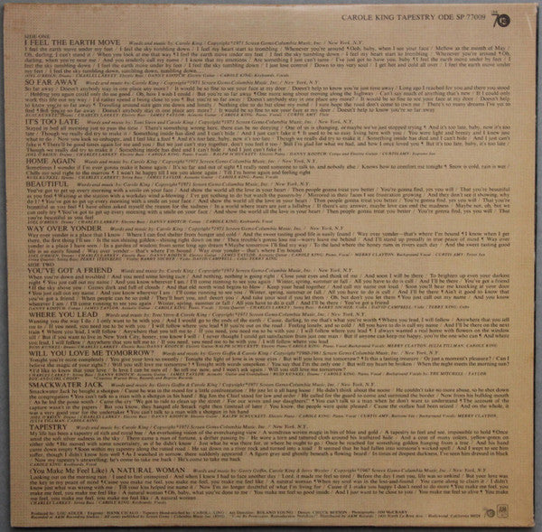 Carole King : Tapestry (LP, Album, RP, Pit)