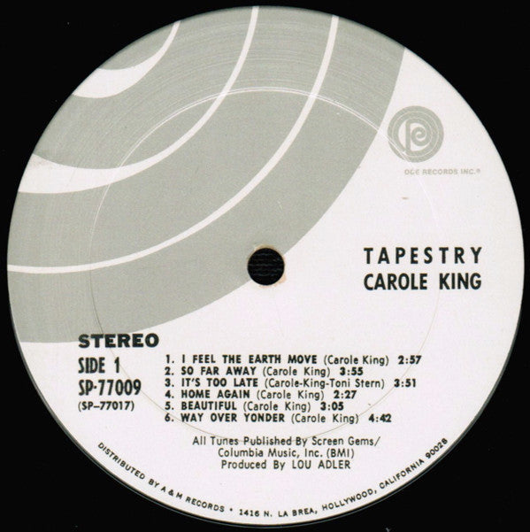Carole King : Tapestry (LP, Album, RP, Pit)