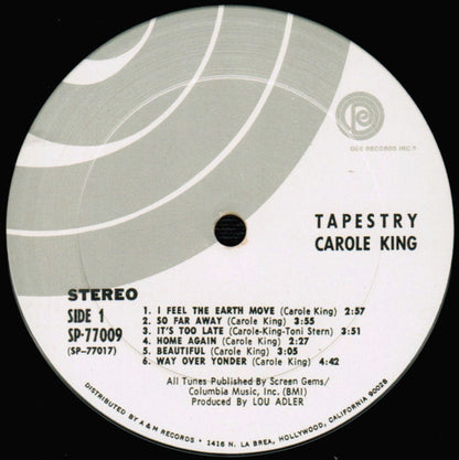 Carole King : Tapestry (LP, Album, RP, Pit)