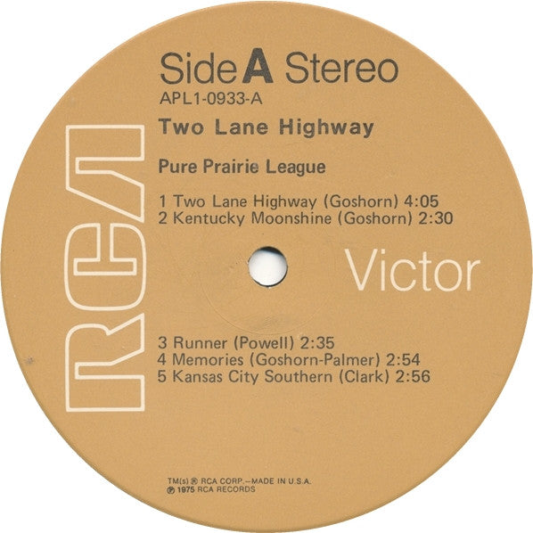 Pure Prairie League : Two Lane Highway (LP, Album, Ind)