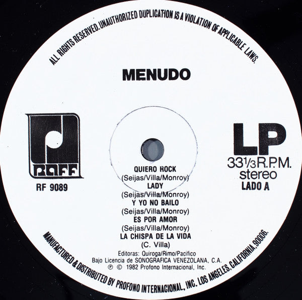 Menudo : Por Amor (LP, Album)