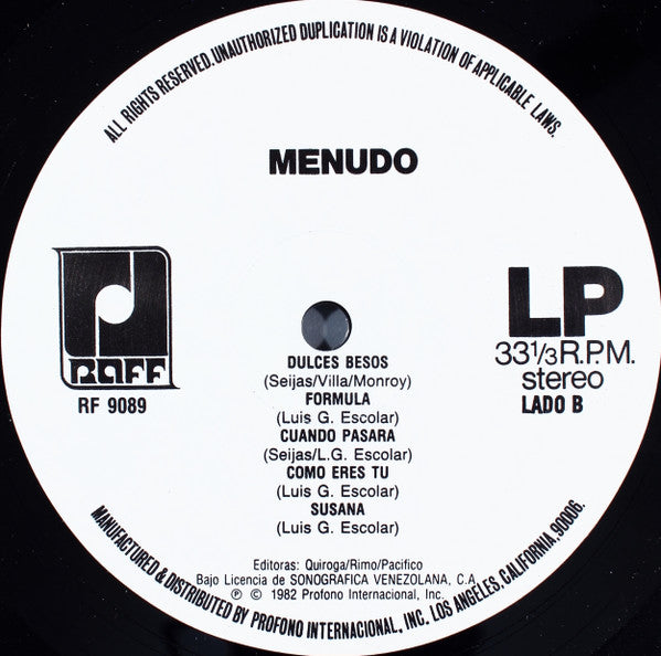 Menudo : Por Amor (LP, Album)