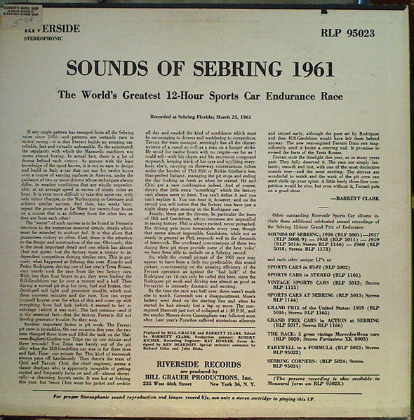 No Artist : Sounds Of Sebring 1961 (LP)