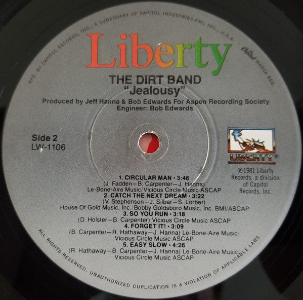 The Dirt Band : Jealousy (LP, Album, Win)
