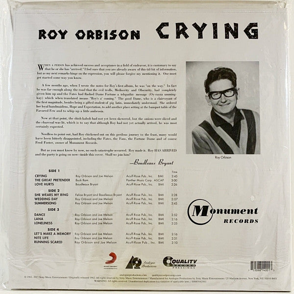 Roy Orbison : Crying (2xLP)