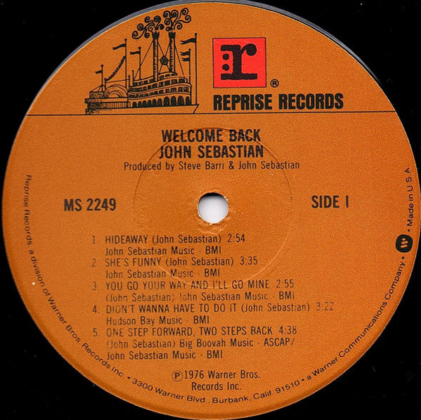 John Sebastian : Welcome Back (LP, Album, Jac)