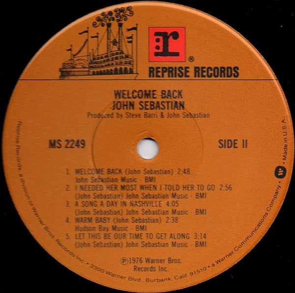 John Sebastian : Welcome Back (LP, Album, Jac)