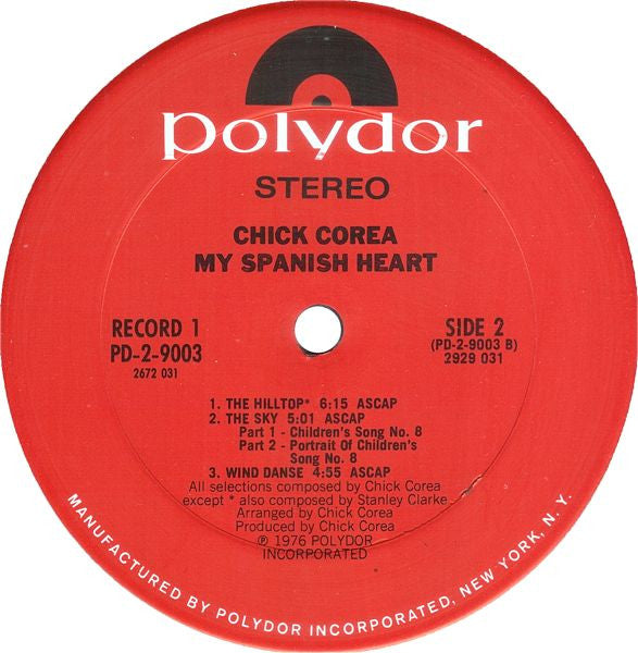 Chick Corea : My Spanish Heart (2xLP, Album, Pit)